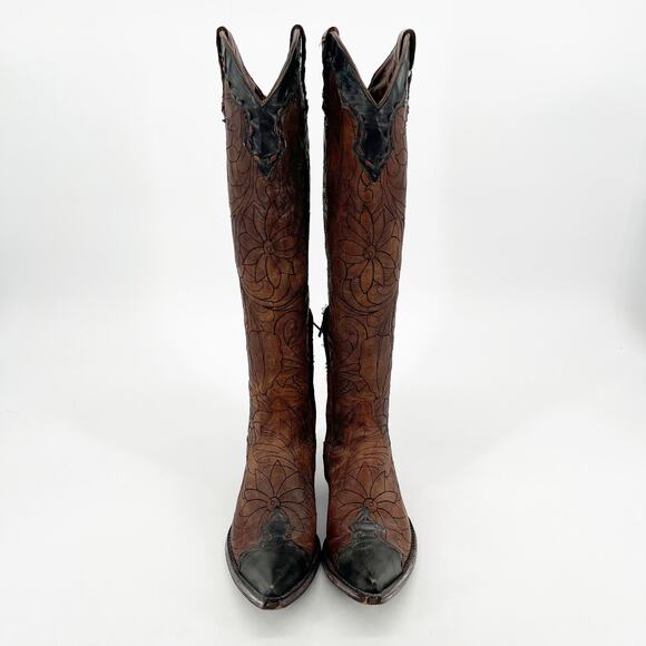 Old Gringo Rebeca Mayra Women’s 6 Brass Black Tall Pointed Toe Cowgirl Boots - Picture 5 of 11